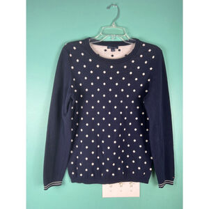 Women's Tommy Hilfiger Navy Polka Dot Crew Neck Sweater M